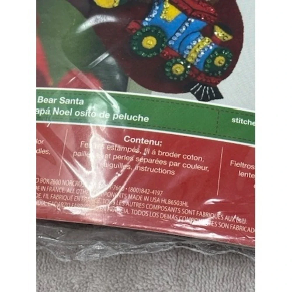 Bucilla Teddy Bear Santa Felt Christmas Stocking Kit 18 Inch HB86503‎ DIY New